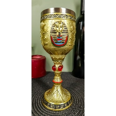 6.75" Height Egyptian God Anubis Resin Wine Goblet Chalice Stainless Steel Liner